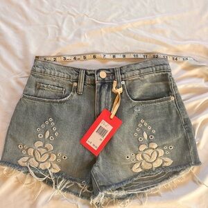 Chelsea & Violet Blue Embroidered Jean Shorts